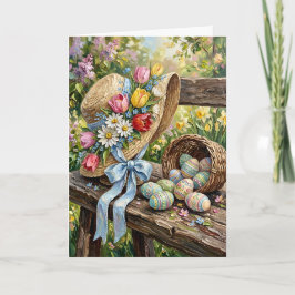 Inspirerende lente bloemenhoed Paasfeest kleurrijk Feestdagen Kaart