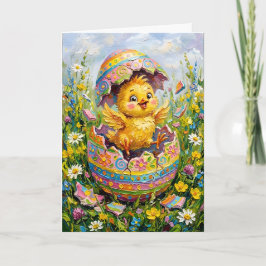Inspirerende lente uitkomende kuiken paasei feestdagen kaart
