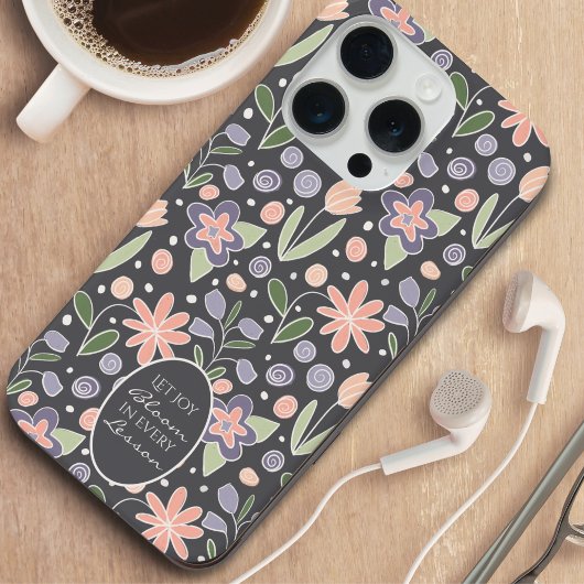 Inspirerende leraar bloemendesign telefoonhoes iPhone hoesje