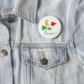 Inspirerende levensartiest slogan, met bladeren ronde button 5,7 cm (In situ)