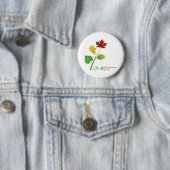 Inspirerende levensartiestquote, met bladeren ronde button 5,7 cm (In situ)
