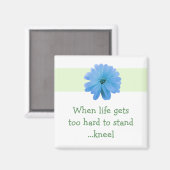 Inspirerende levensquote met blauwe bloem magneet (Voorkant / Achterkant)