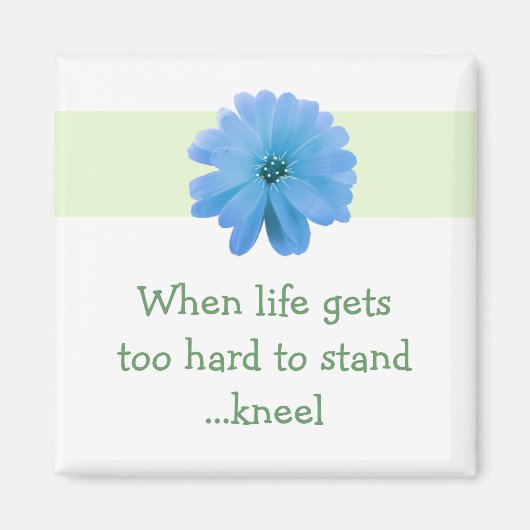 Inspirerende levensquote met blauwe bloem magneet (Voorkant)