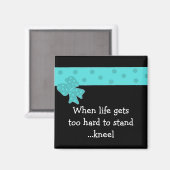 Inspirerende levensquote met blauwe strik magneet (Voorkant / Achterkant)