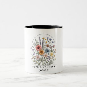 Inspirerende Liefde Als Jezus Tweekleurige Koffiemok
