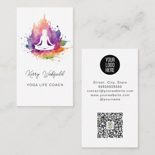 Inspirerende Life Yoga Coach Wellness Visitekaartje (Voorkant / Achterkant)
