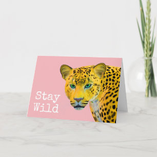 Inspirerende luipaard Blijf wild roze Kaart
