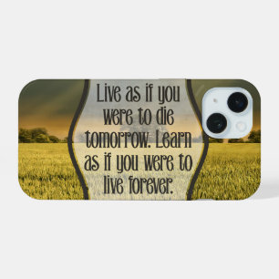 Inspirerende Mahatma Gandhi-quote "Leef" iPhone 15 Case