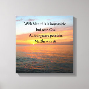 INSPIRERENDE MATTHEÜS 19:26 ZONSOPGANG DESIGN CANVAS AFDRUK