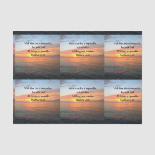 INSPIRERENDE MATTHEÜS 19:26 ZONSOPGANG DESIGN TISSUEPAPIER (Voorkant)