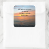 INSPIRERENDE MATTHEÜS 19:26 ZONSOPGANG DESIGN VIERKANTE STICKER (Tas)