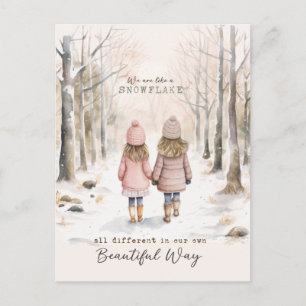 Inspirerende Meisjes Sneeuw Bos Winter Briefkaart