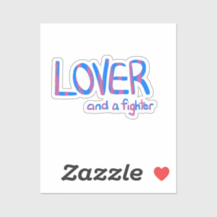 Inspirerende met de hand getekende blauwe en roze sticker