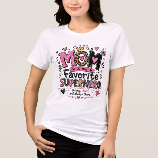 Inspirerende Moeder Favoriete Superheld Tri-Blend Shirt (Voorkant)