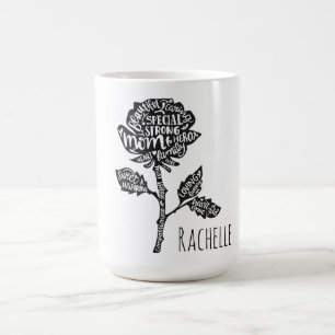Inspirerende Moeder Typography Bloem Ontwerp Koffiemok