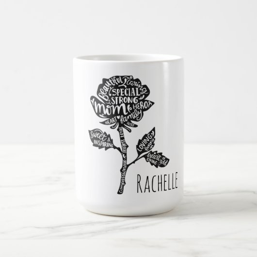 Inspirerende Moeder Typography Bloem Ontwerp Koffiemok (Center)