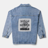 Inspirerende & Motiverende Typografie Citaat Kunst Denim Jacket (Achterkant)