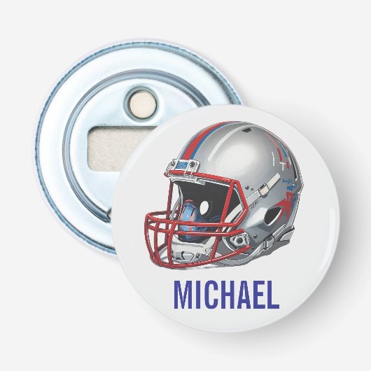 Inspirerende Motiverende Voetbalhelm Naam Button Flesopener (Voorkant)