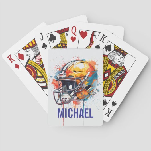 Inspirerende Motiverende Voetbalhelm Naam Pokerkaarten (Achterkant)
