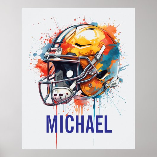 Inspirerende Motiverende Voetbalhelm Naam Poster (Voorkant)