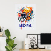 Inspirerende Motiverende Voetbalhelm Naam Poster (Thuiskantoor)