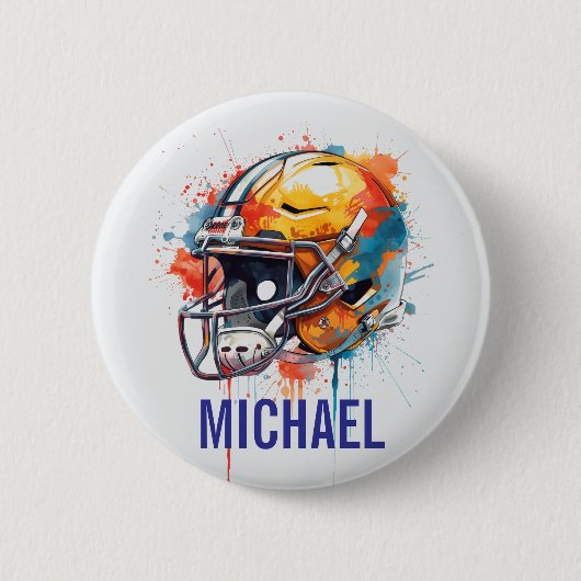 Inspirerende Motiverende Voetbalhelm Naam Ronde Button 5,7 Cm (Voorkant)