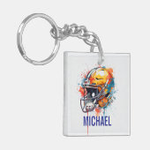 Inspirerende Motiverende Voetbalhelm Naam Sleutelhanger (Voorkant Links)