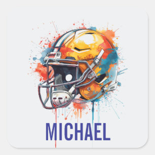 Inspirerende Motiverende Voetbalhelm Naam Vierkante Sticker