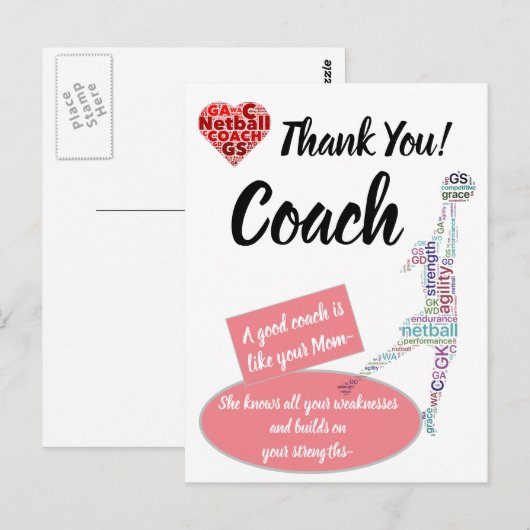 Inspirerende Netbalcoach Bedankt Briefkaart (Voorkant / Achterkant)
