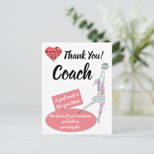 Inspirerende Netbalcoach Bedankt Quote Briefkaart (Staand voorkant)