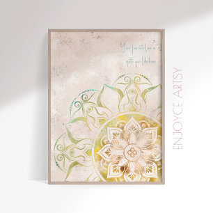 Inspirerende neutrale en gouden mandala boho wall  poster