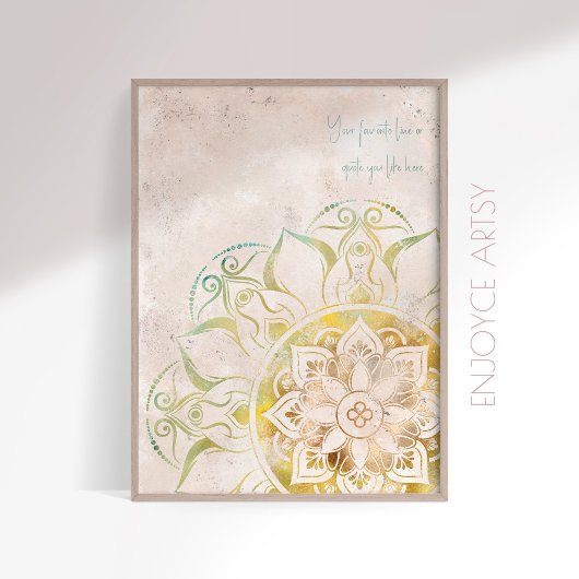 Inspirerende neutrale en gouden mandala boho wall  poster