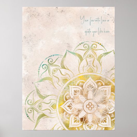 Inspirerende neutrale en gouden mandala boho wall  poster (Voorkant)