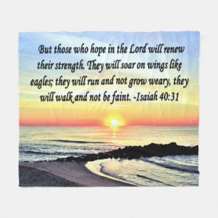 INSPIRERENDE OCEAANZONSOPGANG JESAJA 40:31 FLEECE DEKEN