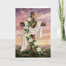 Inspirerende Pasen Kruis Witte Lelies Olie Schilde Feestdagen Kaart