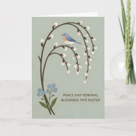 Inspirerende Pasen Vrede Vernieuwing Blauwe Vogel  Feestdagen Kaart