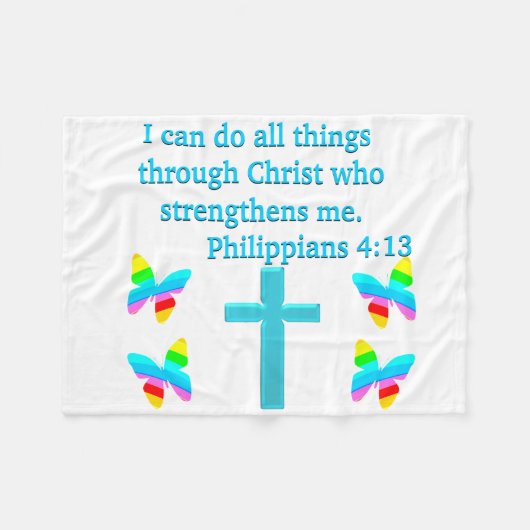 INSPIRERENDE PHILIPPIANS 4:13 DESIGN FLEECE DEKEN (Voorkant (Horizontaal))