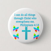 INSPIRERENDE PHILIPPIANS 4:13 DESIGN RONDE BUTTON 5,7 CM (Voorkant)