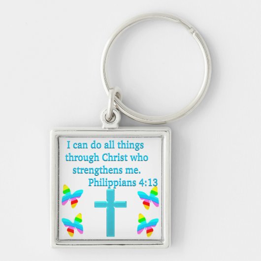 INSPIRERENDE PHILIPPIANS 4:13 DESIGN SLEUTELHANGER (Voorkant)