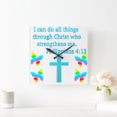 INSPIRERENDE PHILIPPIANS 4:13 DESIGN VIERKANTE KLOK (Huis)