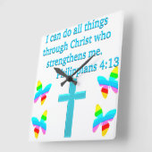 INSPIRERENDE PHILIPPIANS 4:13 DESIGN VIERKANTE KLOK (Hoek)
