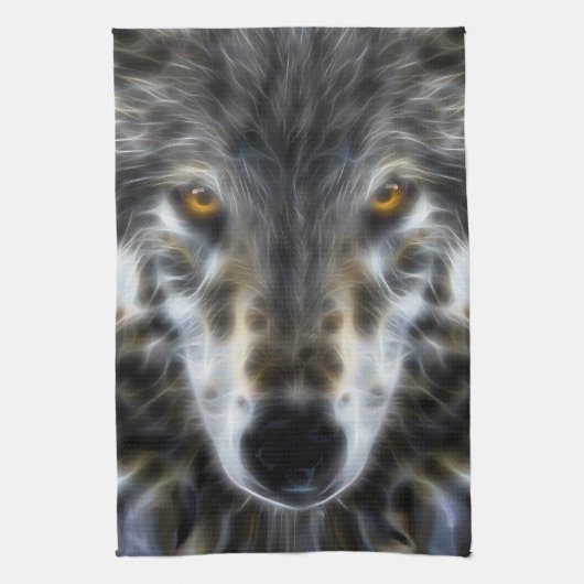 Inspirerende portret van wilde wolf theedoek (Verticaal)