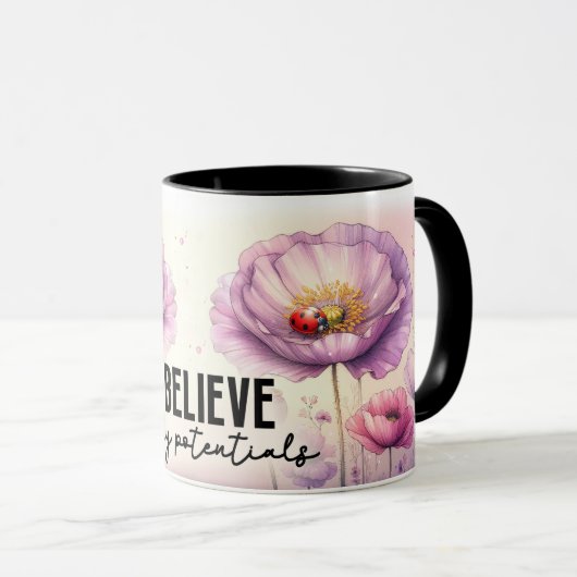 Inspirerende/Positieve Bloemige Citaat Wrap Mok (Voorkant rechts)