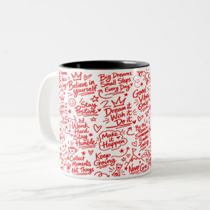 Inspirerende positieve citaten ontwerp tweekleurige koffiemok