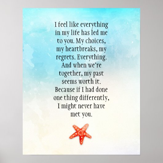 Inspirerende positieve relatiequote strand poster (Voorkant)