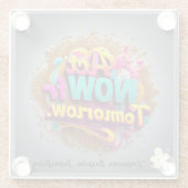 "Inspirerende positieve verandering" Glazen Onderzetter (Achterkant)