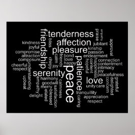Inspirerende poster met wolk van woorden over vred