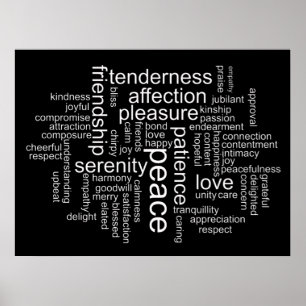 Inspirerende poster met wolk van woorden over vred