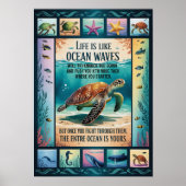 Inspirerende Poster Zeeschildpad Oceaan “Leven Is  (Voorkant)