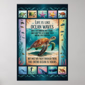 Inspirerende Poster Zeeschildpad Oceaan “Leven Is (Voorkant)